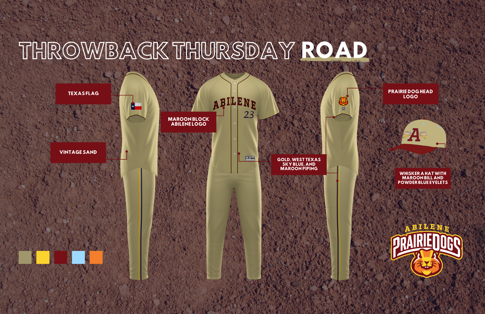 2026 abilene prairie dogs road uniform